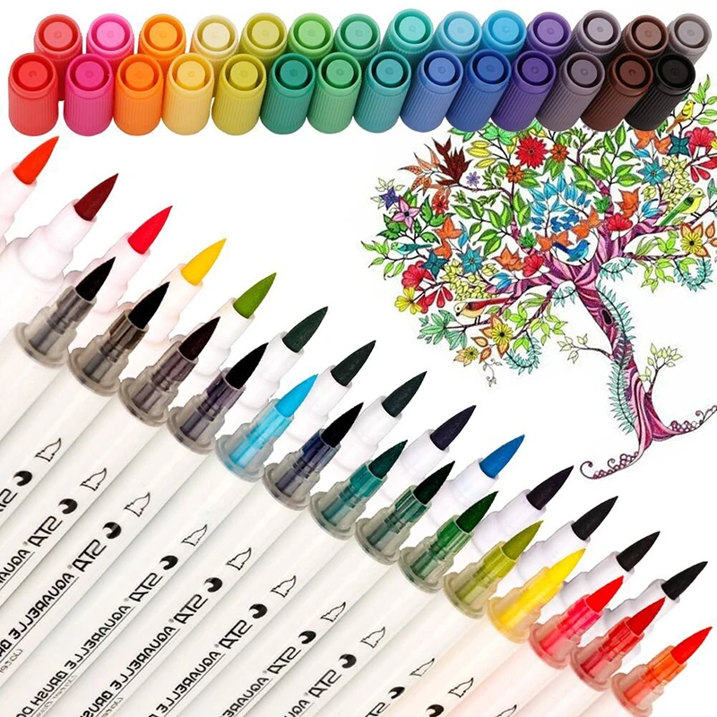 STA 14 шт Twin Tip Art Brush маркер 28 градиент Цвет художник двуглавый фломастеры