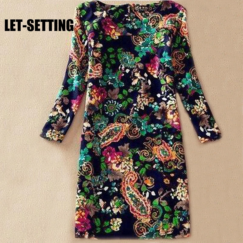 Женское Ретро Повседневное платье размера плюс с принтом элегантное женское