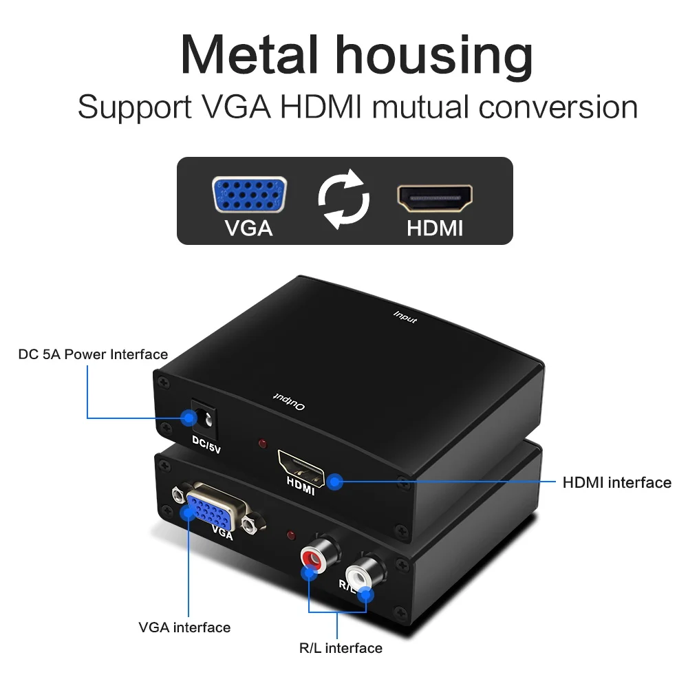 Высококачественный мини адаптер VGA HDMI конвертер VGA2HDMI цифровой аналоговый HD 1080p