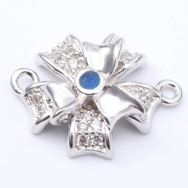 Singreal Opal Micro Pave Bow Charms Bracelet Becklace Choker Pendant Connectors for Women DIY Jewelry Making Accessories | Украшения и