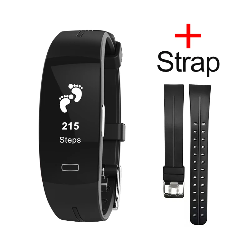 Black plus strap P3 ЭКГ PPG Смарт часы браслет крови Давление сердечного ритма Фитнес трекер монитор Спорт Шагомер IP67 Водонепроницаемый браслет - Цвет: Black plus strap