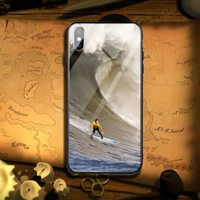 Love Surfing Sports For iPhone 5 5S SE 7 6S 6 8 Plus X XR XS Max Coque Fundas Shell Tempered Glass Mobile Phone Case Cover | Мобильные