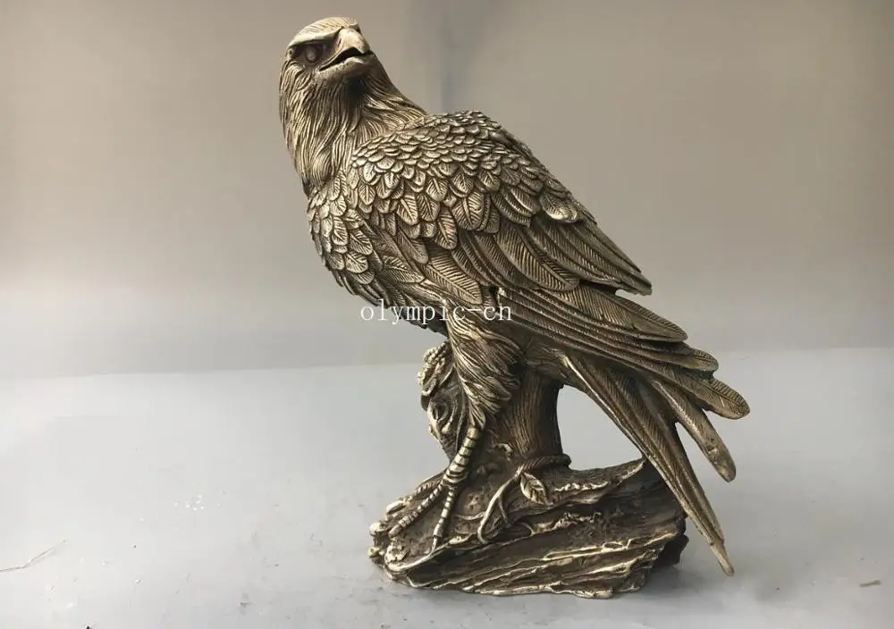 

9'' tibetan bronze silver carved beast animal bird Eagle Hawk incense burner