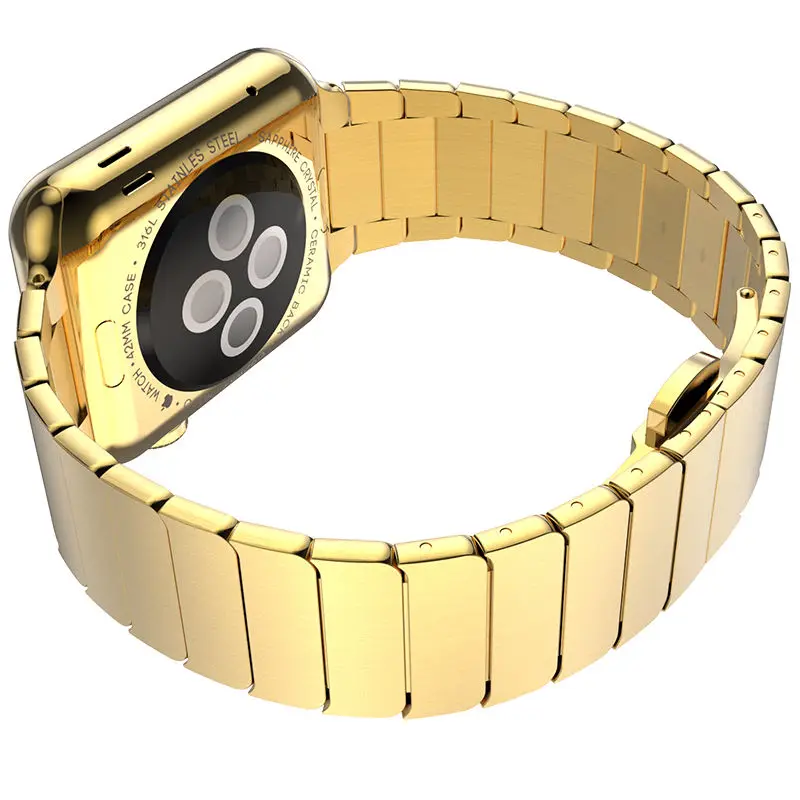 Защитный чехол+ браслет из нержавеющей стали для Apple Watch Series 3 2 ремешок для iWatch ремешок позолоченный чехол 42 мм 38 мм