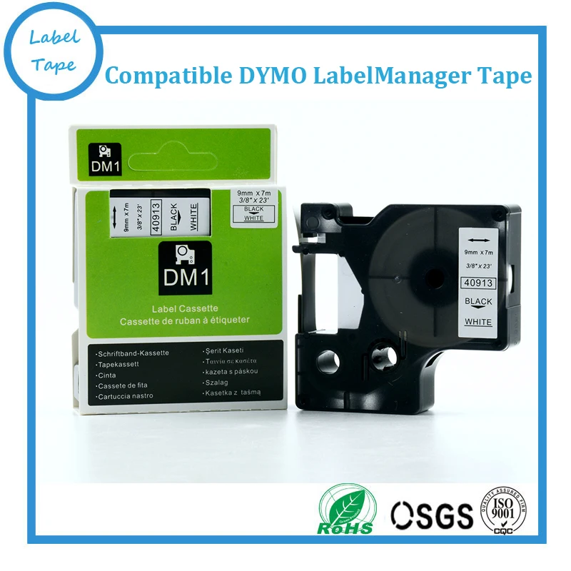 

4PK/lot 9mm tze label printer dymo tape 40913 3/8" X 23' S0720680 DYMO D1 labelmanager tape cartridge 7m