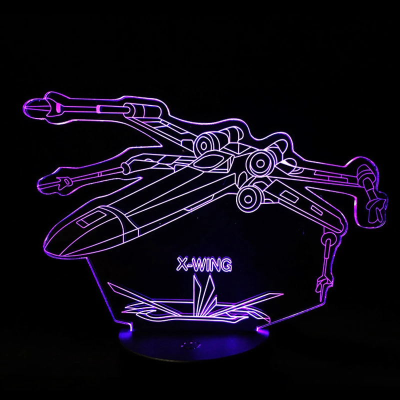 Resistance X-Wing Fighter 3D USB LED Lamp Star Wars BB-8 Yoda Jedi Master Cartoon Figure Touch Remote Illusion Night Light | Освещение