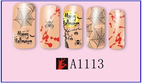 12 упак./лот переводка NAIL ART наклейки на ногти татуировки слайдера полное покрытие Хэллоуин Сова призрак вампира A1105-1116
