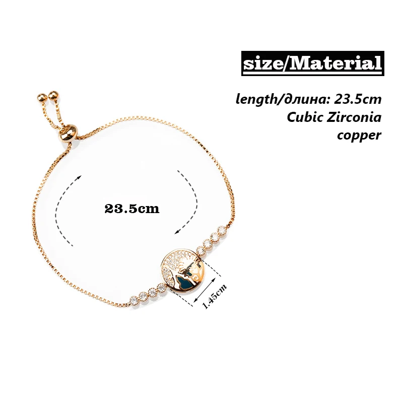 Браслет с цирконием для женщин регулируемый браслет эмалированием в подарок на