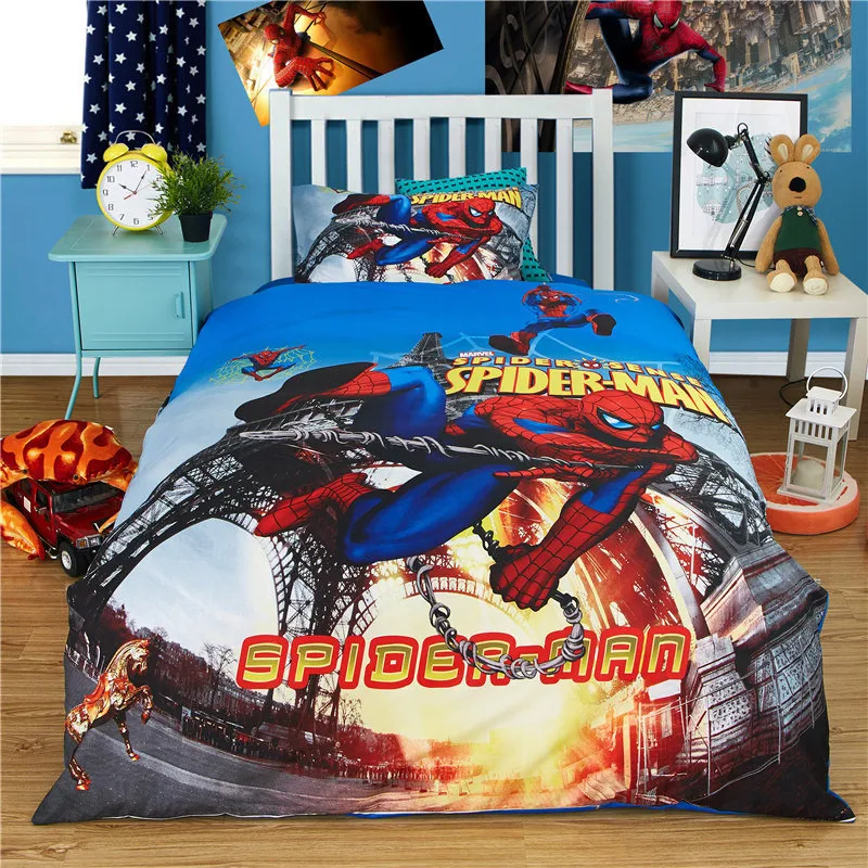 

Spiderman 3Pcs Bedding Set Captain America Iron Man duvet cover set Children boy bed set bedding bag pillowcase sheet