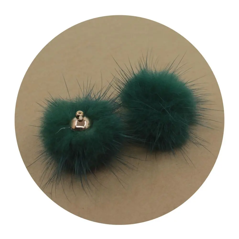 21 dark green Lavida F33 30 мм 5 шт. мех норки мяч с серебряным золотым колпачком/Изготовление ювелирных изделий/брелок для ключей в виде туфли серьги DIY материалы/ювелирные аксессуары - Цвет: 21 dark green