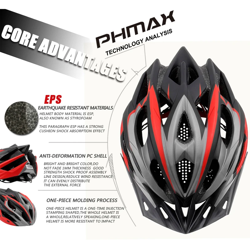 Велосипедный шлем PHMAX 2020 ультралегкий из пенополистирола и поликарбоната
