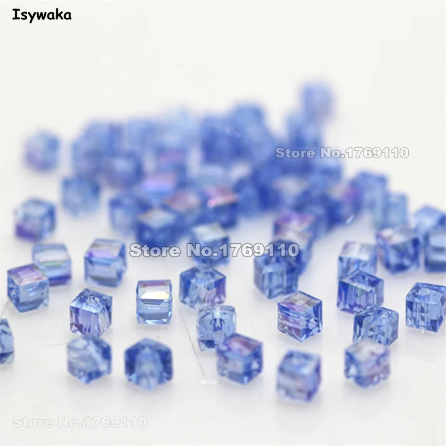 

Isywaka 980pcs Cube 3mm Light Blue AB Color Square Austria Crystal Beads Charm Glass Beads Loose Spacer Bead DIY Jewelry Making