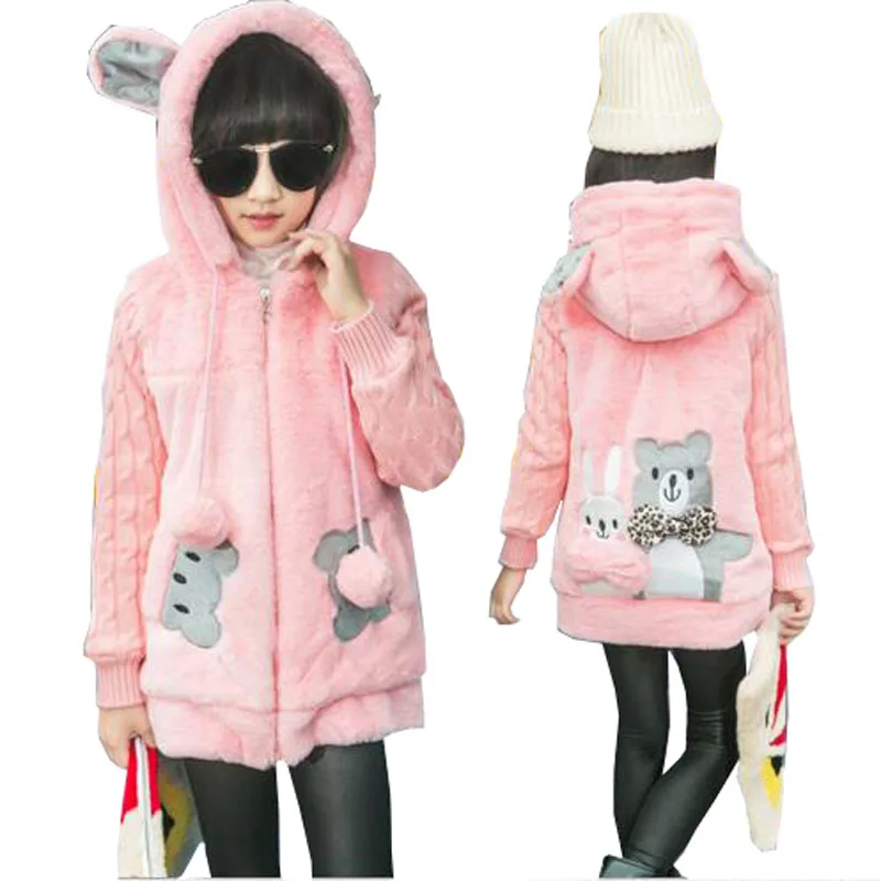 Зимнее флисовое пальто из искусственного меха для маленьких девочек праздничная
