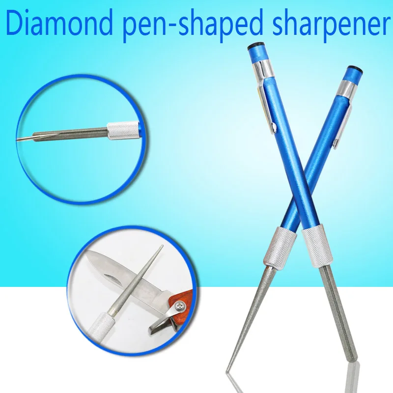 Pen-Shape Diamond Carbon Steel Knife Fishhook Sharpener Portable Multi Purpose Sharpener Outdoor Hiking Fishing Knife Stick
