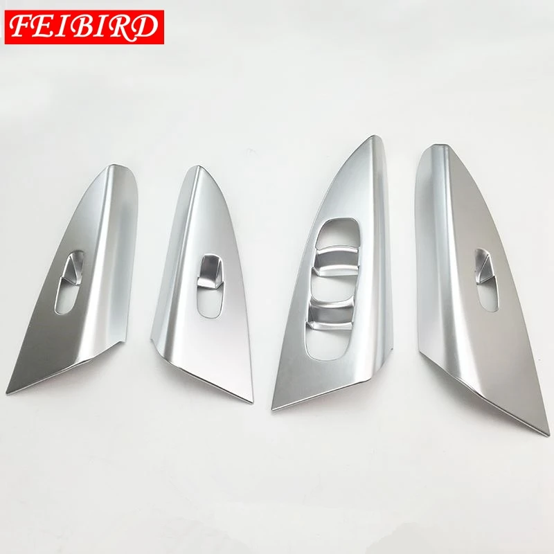 4 PCS For Nissan Sentra / Sylphy 2016 2017 2018 ABS MATTE SILVER Inner Door Armrest Window Lift Button Accessories Cover Trim | Автомобили