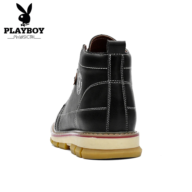 PLAYBOY новая зимняя Мужские ботинки на шнурках зимние хлопчатобумажные сапоги для сапоги мужские короткие Нескользящие плюшевые теплые безопасная обувь DS87261