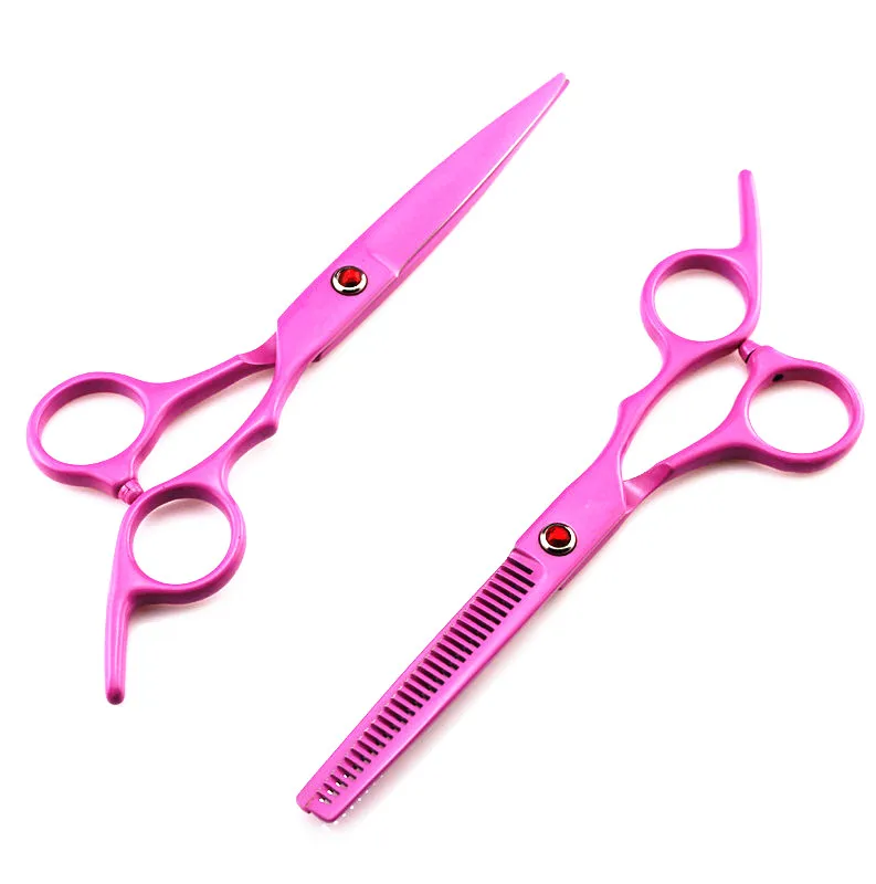 Парикмахерские ножницы для стрижки волос классические розового цвета 440с 6
