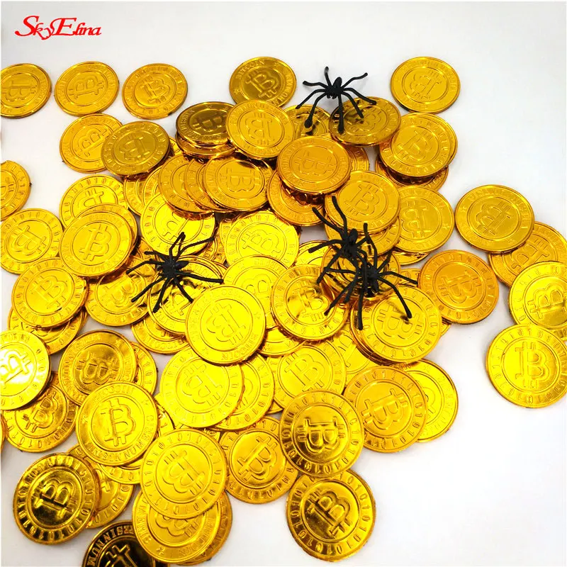50/100 шт пластиковые позолоченные физические биткоины Бит монета физический