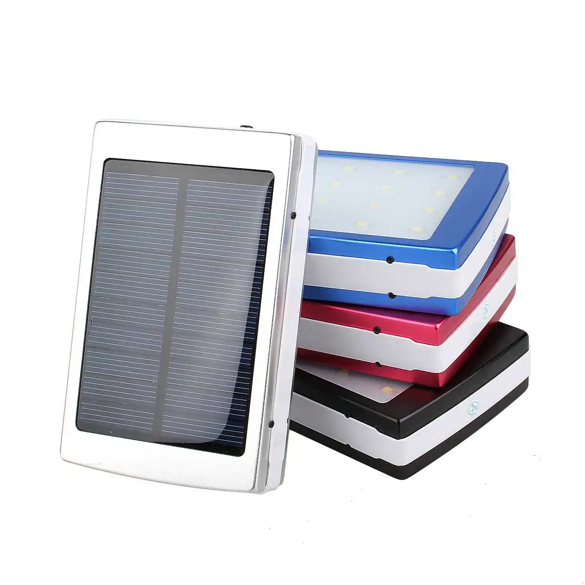 50000mAh Солнечное зарядное устройство двойной USB Внешний аккумулятор светодиодный