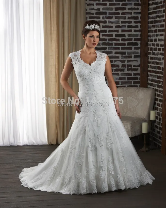 Gownvestido de novia plus size Lace Appliques Backless wedding dress organza bridal gown custom white lvory 2014 new ++ | Свадьбы и