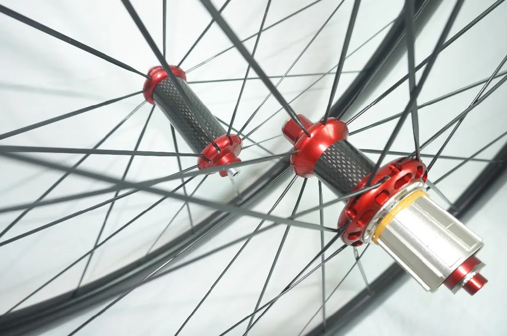 Powerway R36 красные ступицы 50 мм клинчерное углеродное дорожное колесо полностью