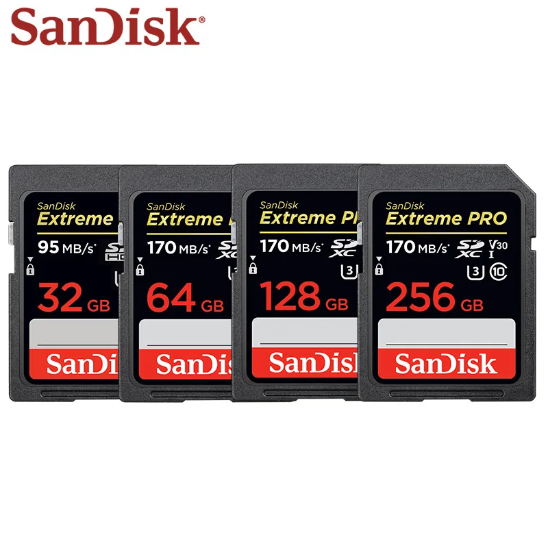 100% Оригинальный SanDisk Extreme PRO SD карта 128 Гб 64 ГБ 32 класс 10 SDXC SDHC памяти 170 МБ/с. для