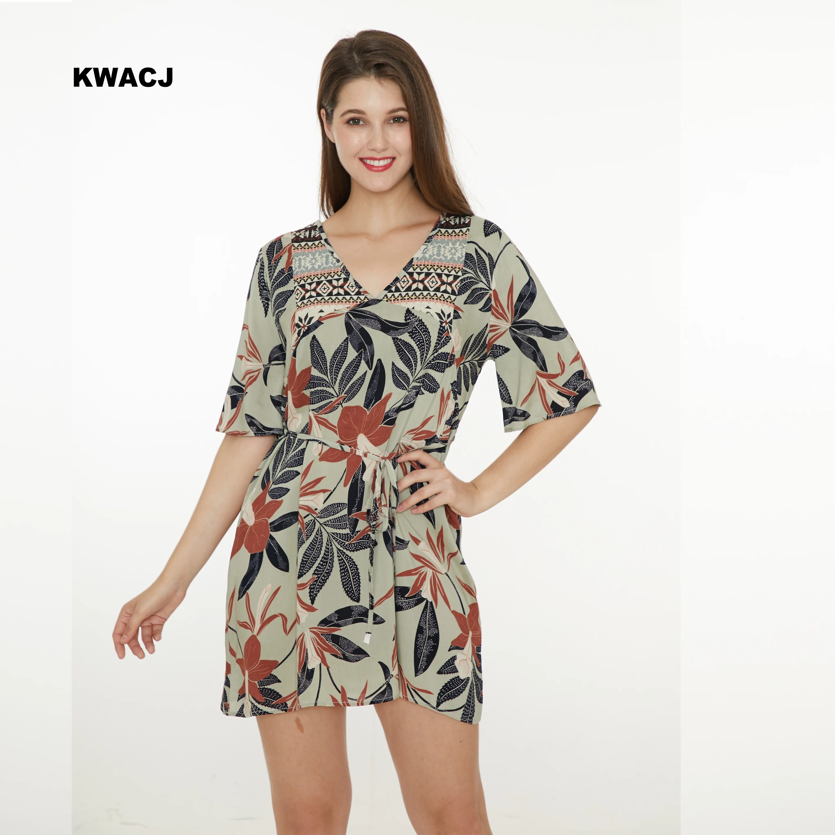 KWACJ Boho Платья с цветочным принтом 2019 летние элегантные женские платья коротким