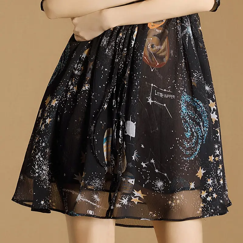 Новые женские платья Новые сексуальные талии Drawstring модные элегантные прозрачные звезды небо высокое качество vestidos LTD83003
