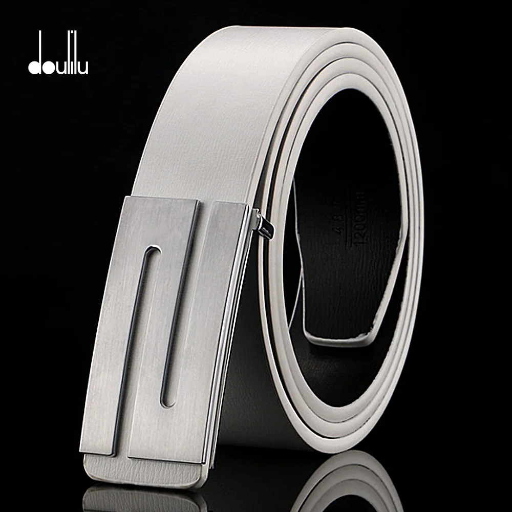 men belts DOULILU воловья кожа пояса из натуральной кожи для мужчин ремень мужской гладкой пряжкой винтажные джинсы ковбойские повседневные дизайнерские брендовые пояса - Color: men belts