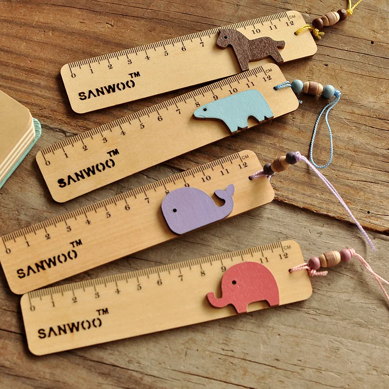 2015 Straight wooden kawaii tools cartoon drawing korean kitten vintage pretty ruler creative metal school office supplies | Канцтовары