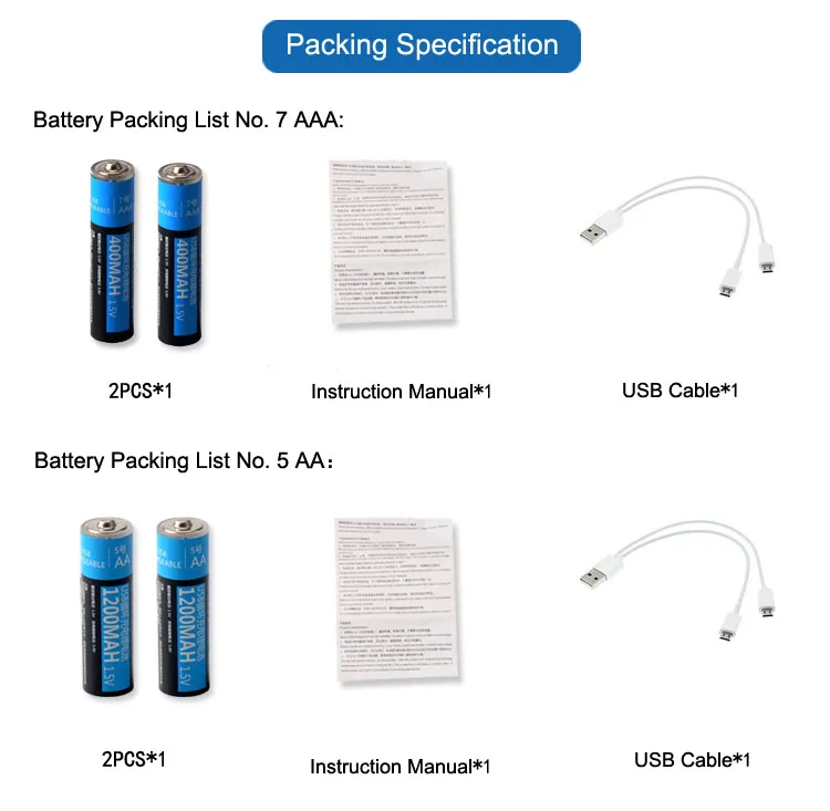 Kingsener USB Перезаряжаемые Батарея 1,5 V AA 1000 мАч литий-полимерный аккумулятор Батарея быстрой зарядки с разъемом Micro-USB кабель 2 шт./4 шт./компл