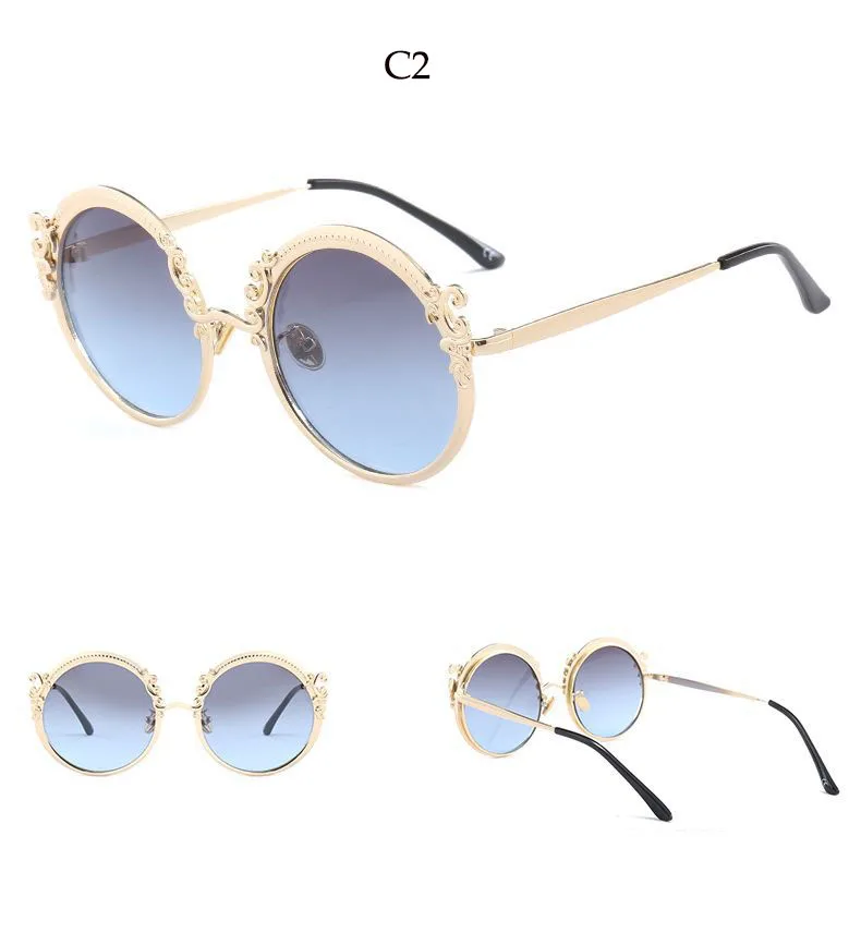 Круглые винтажные дизайнерские модные солнцезащитные очки с градиентными линзами, летние оттенки, роскошные брендовые градиентные очки, женские новые ретро очки