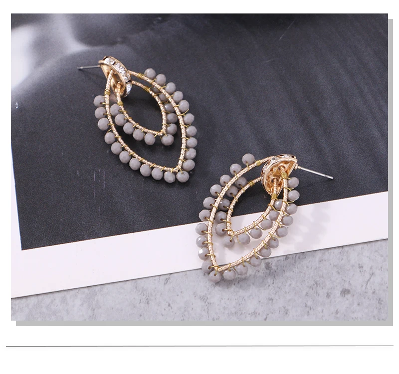 Badu Geometric Stud Earrings for Women Crystal Crochet Big Statement Earring for Party Elegant Fashion Jewelry Dropshipping