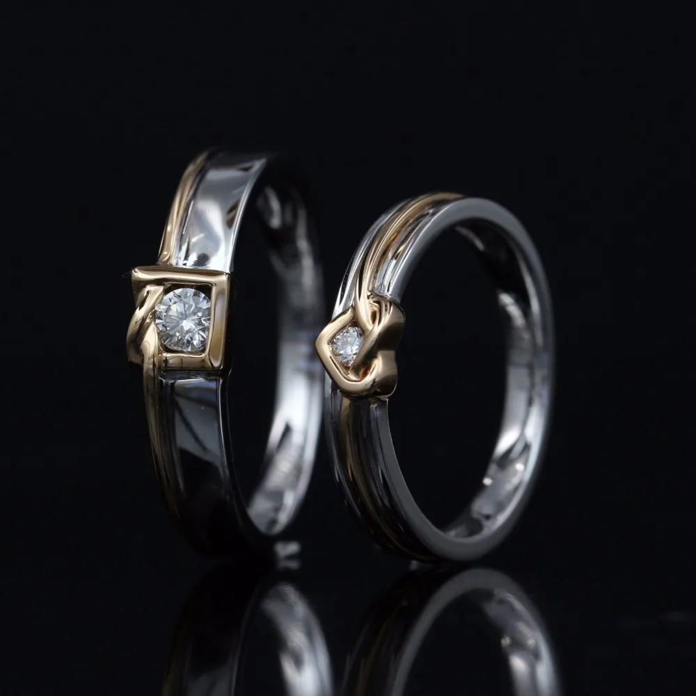 LASAMERO 0.121CT круглые огранки сертифицированные подлинные 18k двухцветные золотые