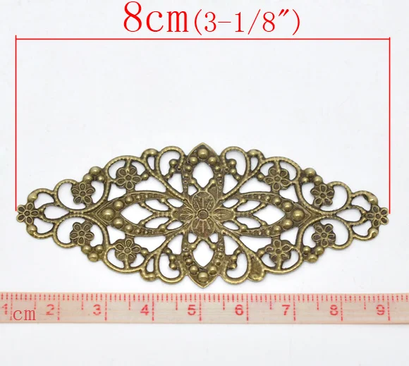 DoreenBeads 30 бронзовый тон филигранные цветочные обертки разъем 8x3 5 см (B13806) иу|jewelry
