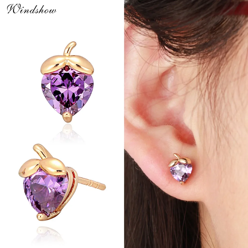 6 Цвета милый желтое золото Цвет разноцветный Сердце Вырезать CZ клубника Малый