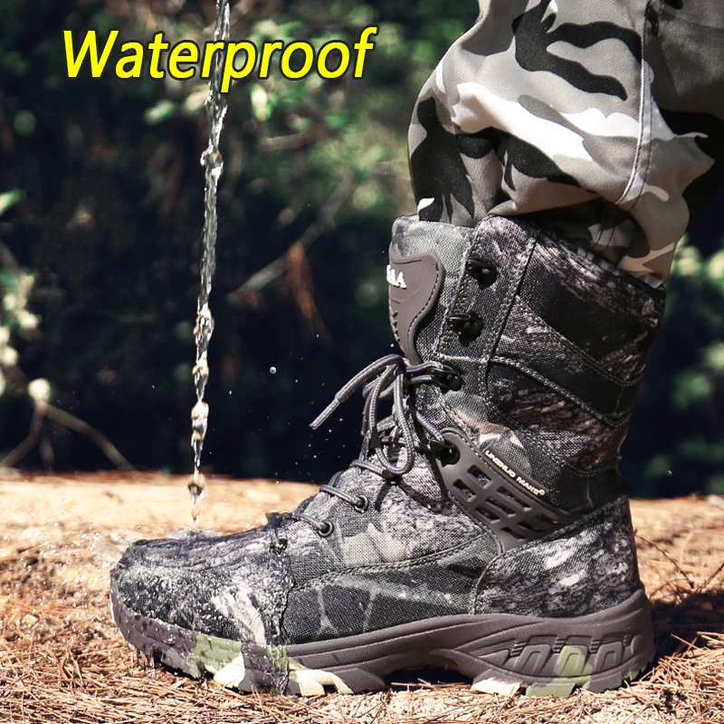 Murah Cungel Sepatu Bot Mendaki Tahan Air Pria Sepatu Bot Berburu Kamuflase Luar Ruangan Sepatu Bot Mendaki Taktis Tempur Militer Tentara