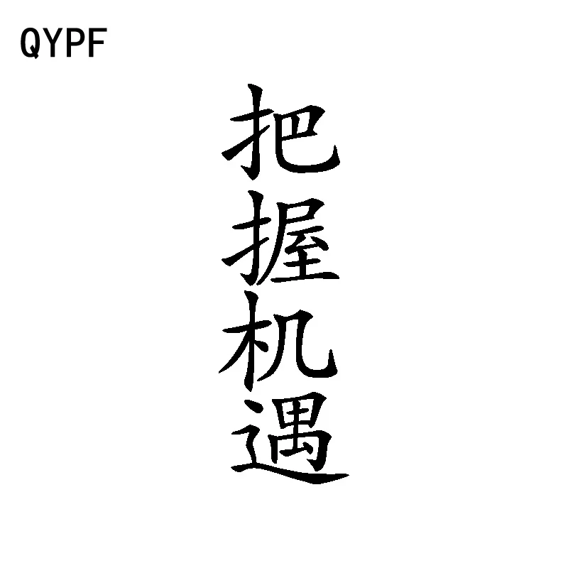 

QYPF 5CM*15.4CM Seize The Day Chinese Characters Personality Vinyl Car Sticker Decal Black Silver C15-2143