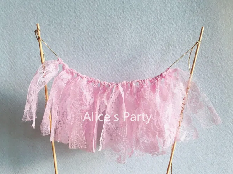 Baby Pink Lace Cake Banners Girl Birthday Buntings Table Cupcake Decorated Dessert Garland Shower Flag Smash Photo | Дом и сад