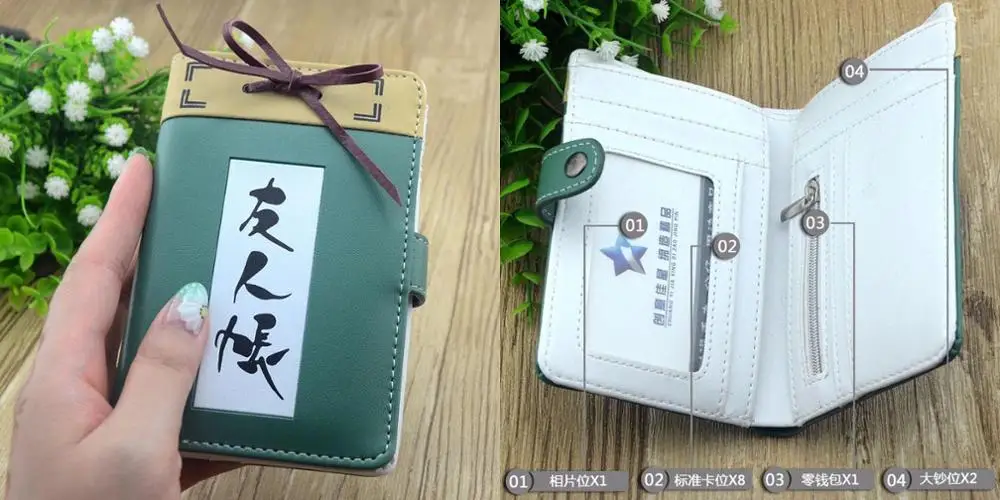 Японский аниме Natsume yuujinchou длинный/короткий стиль PU кошелек/кошелек для Такаси Нацумэ на молнии - Цвет: Medium