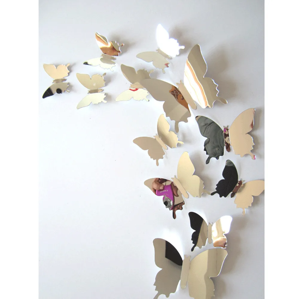 

Wall Stickers Decal Butterflies 3d Mirror Wall Art Party Wedding Diy Home Decors Stickers Wall Decal Fast Delivery