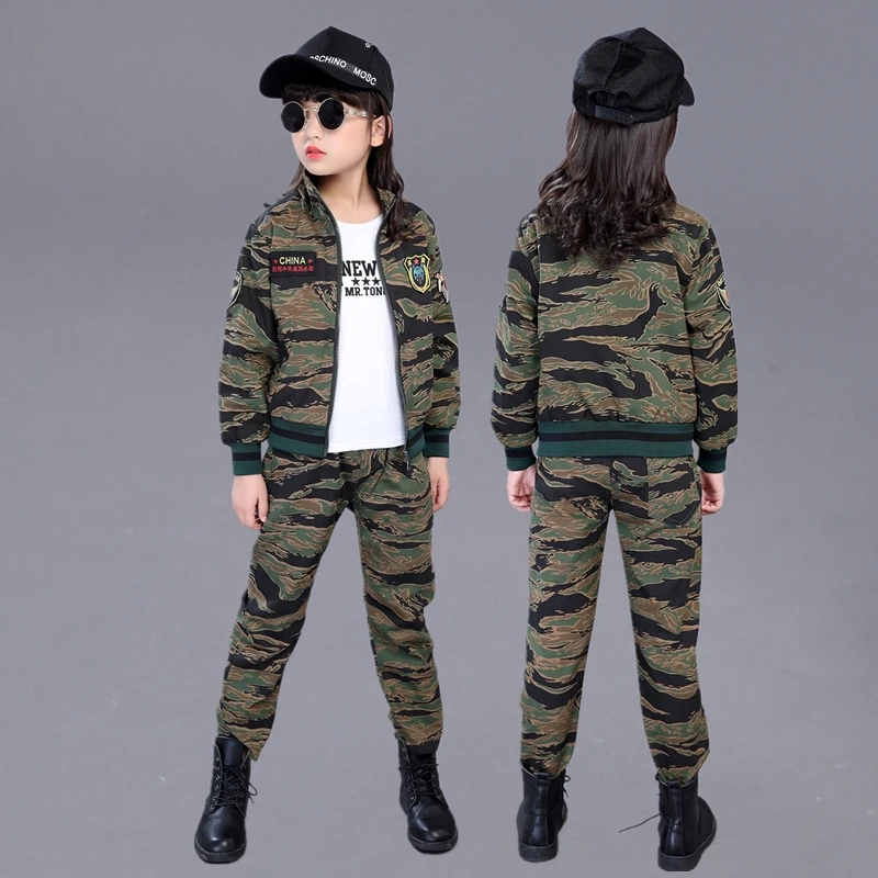 Children's Camouflage Clothing Set Fall Boys Military Uniform Kids Handsome Sport Suit Clothes Girls Jacket + Pants 2 Pcs X159 | Детская