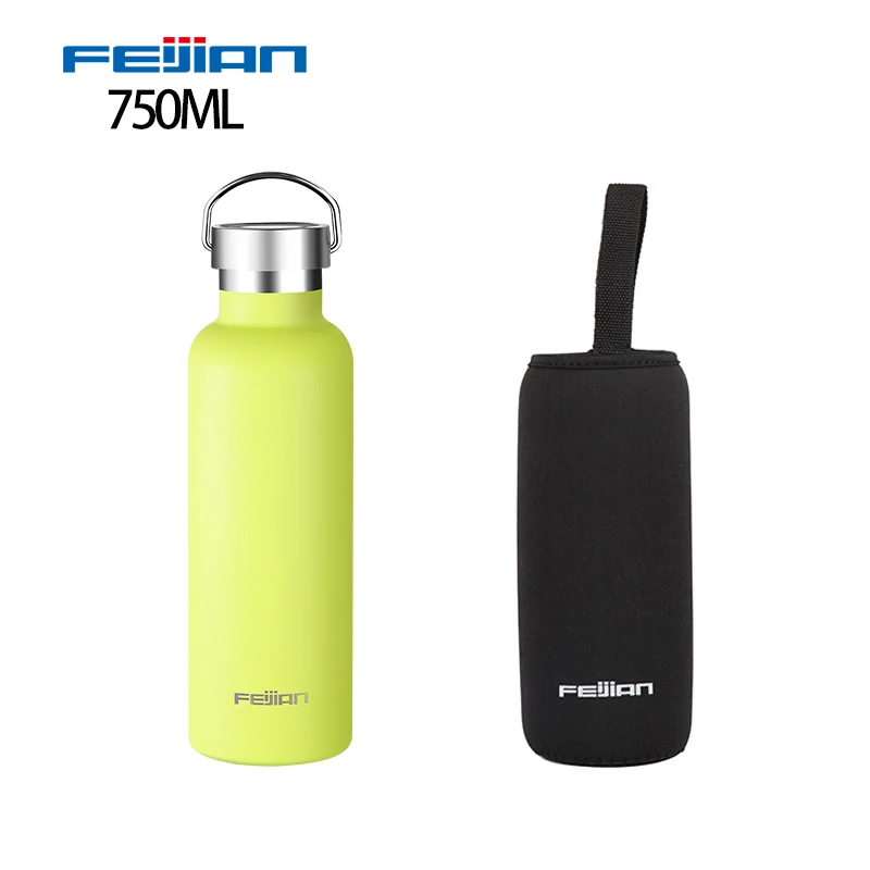 750ml Feijian, спортивный термос, бутылка из нержавеющей стали, изолированная, для улицы, бутылка для питьевой воды, вакуумная колба, для путешествий, чайник, шейкер - Цвет: 750ml