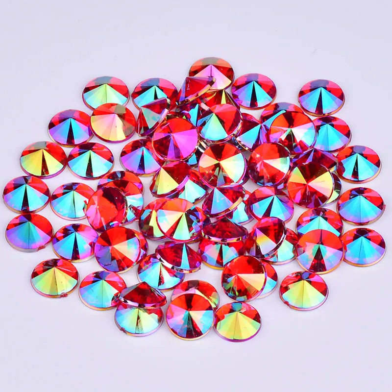 Red AB JUNAO для детей 4, 5, 6, 10 мм синий Стразы ab Crystal Круглый хрустального кабошона Rivoli с акриловые камни с плоской задней частью драгоценные камни DIY Уход за кожей лица для ногтей с украшением в виде кристаллов Стикеры украшения - Цвет: Red AB