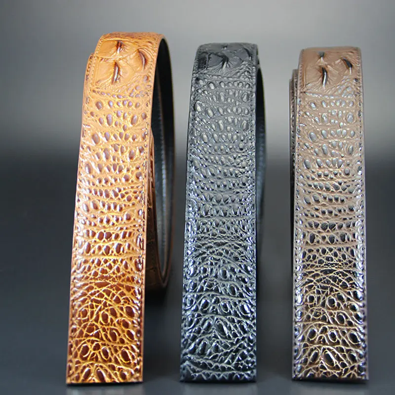 Ремень мужской из искусственной кожи с крокодиловой полоской модный пояс без