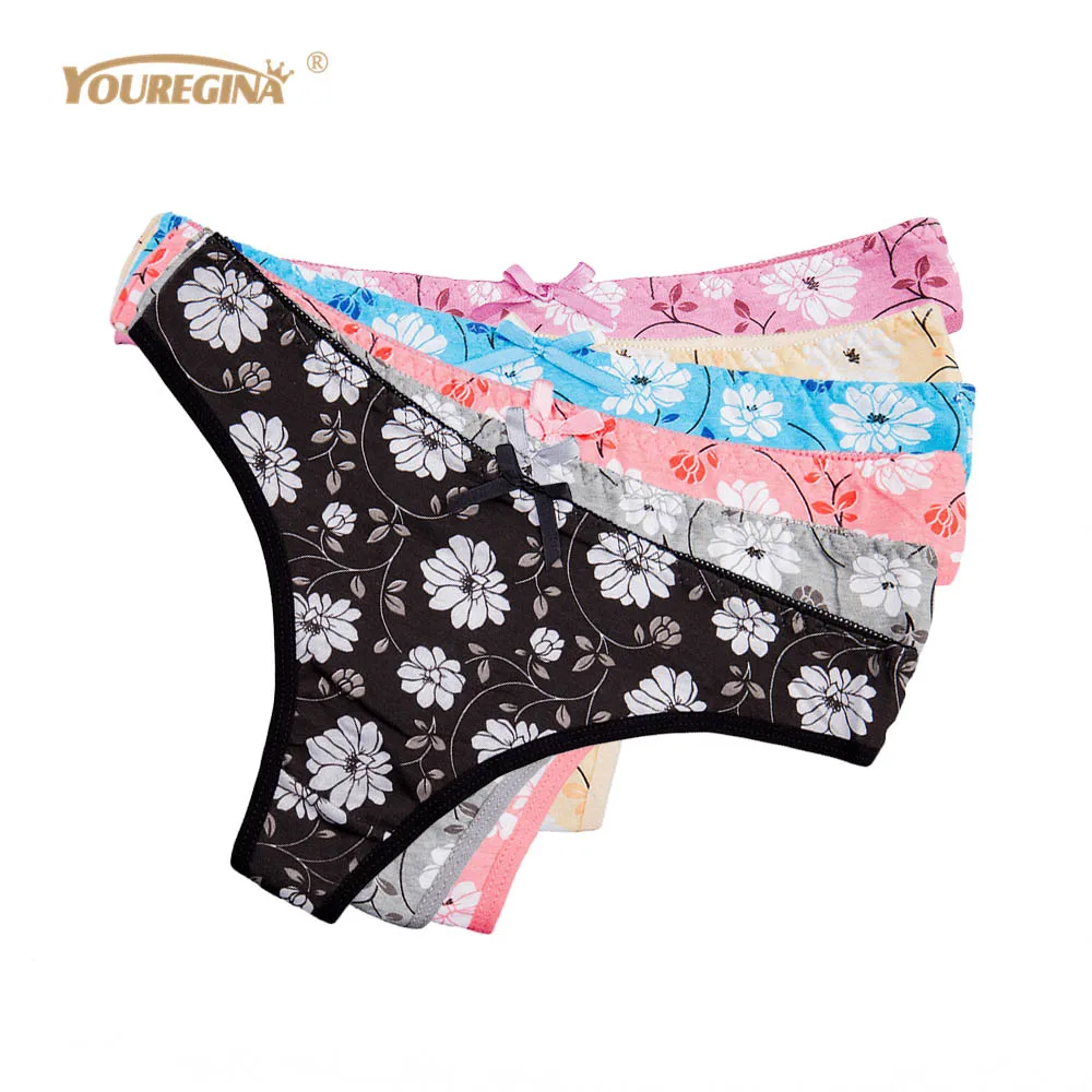 YOUREGINA женские трусики пикантные кружевные стринги цветочный хлопок Нижнее белье