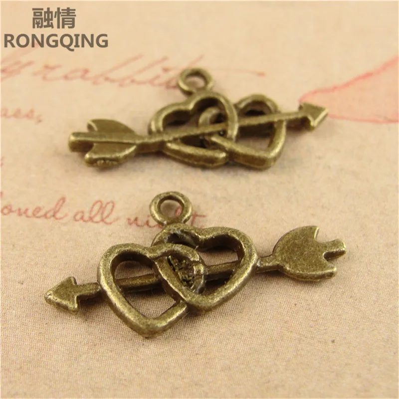 

RONGQING 100pcs/pack DIY charm for making jewelry accessories 2019 Hearts charm