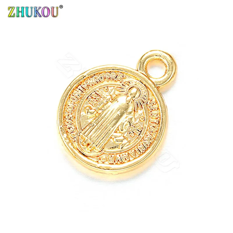 ZHUKOU 11x14 мм круглые верующие подвески из латуни с кубическим цирконием для