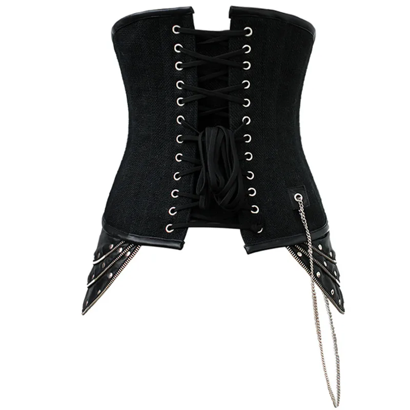 Fancy Plus Size Corset Gothic Brocade Brown Leather Steampunk Underbust Steel Boned Waist trainer Corsets | Женская одежда