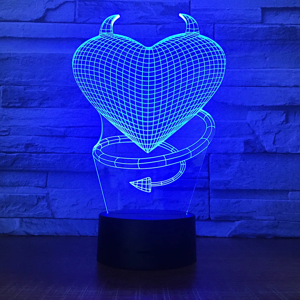 

Sweet Lover Heart 3D LED USB Lamp Romantic Decorative Colorful 3d Night Light Girlfriend Gift